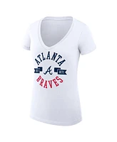 G-iii 4Her by Carl Banks Women's White Atlanta Braves City Graphic V-Neck Fitted T-Shirt