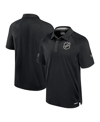 Fanatics Men's Black Nhl Authentic Pro Rink Raglan Polo Shirt