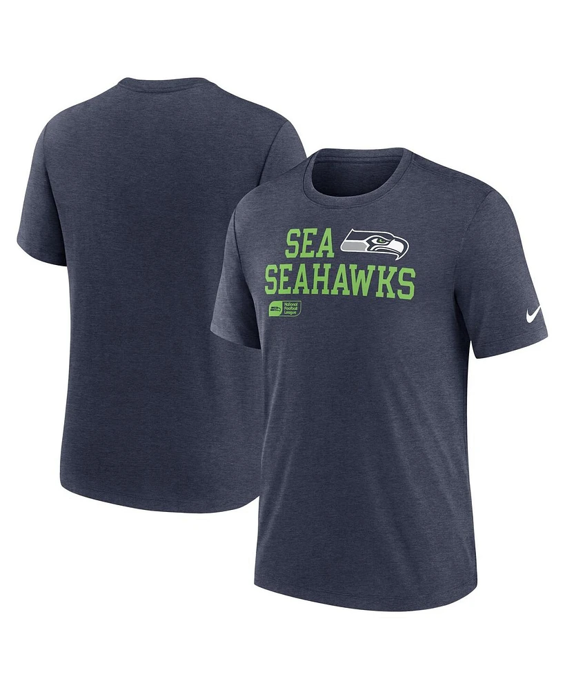 Nike Men's College Navy Seattle Seahawks Overlap Lockup Tri-Blend T-Shirt