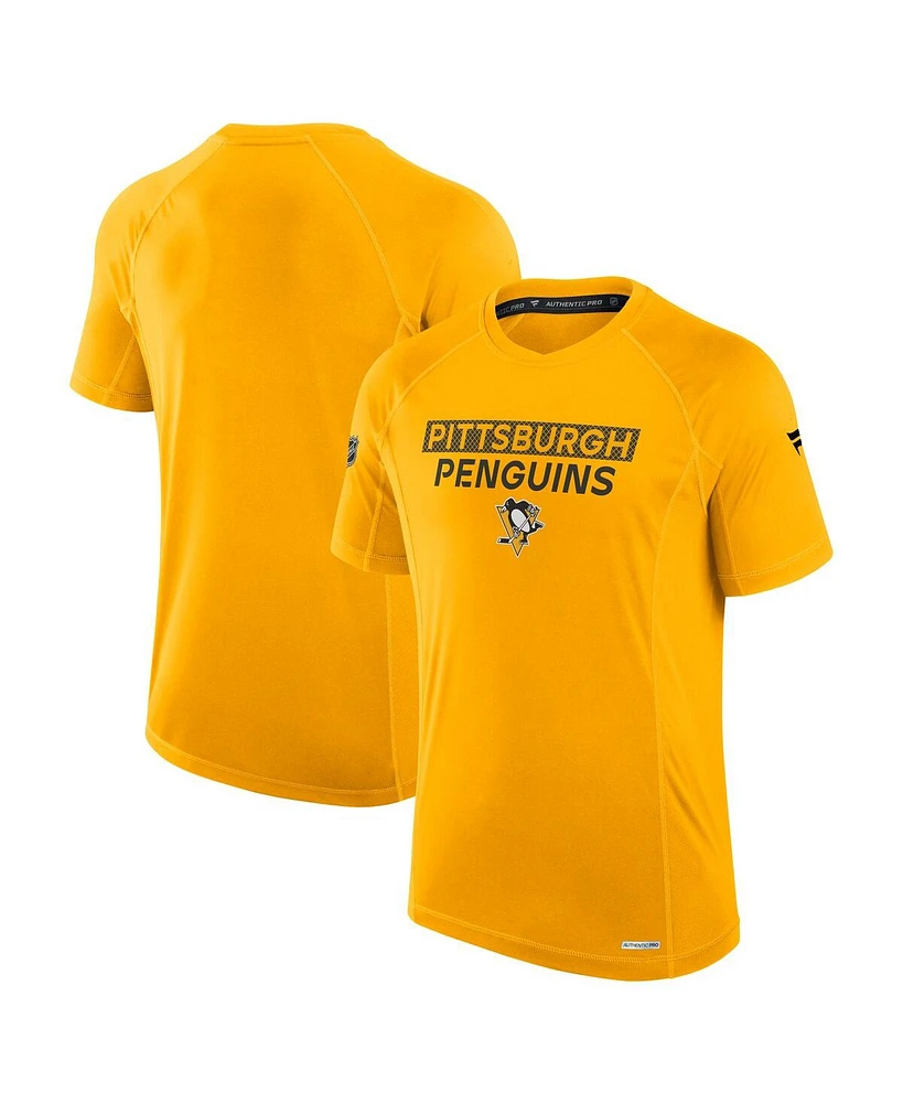 Fanatics Men's Gold Pittsburgh Penguins Authentic Pro Rink Tech T-Shirt