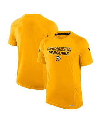 Fanatics Men's Gold Pittsburgh Penguins Authentic Pro Rink Tech T-Shirt