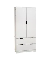 Streamdale Furniture 72" Fluted Pantry Cabinet w/ Drawers & Spice Rack - White