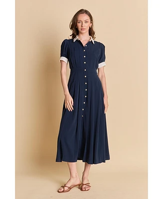 English Factory Women's Pleated Shirt Midi Dress