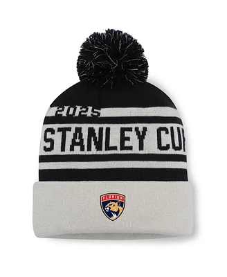 Fanatics Men's Black Florida Panthers 2025 Stanley Cup Champions Cuffed Knit with Pom Hat