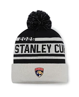 Fanatics Men's Black Florida Panthers 2025 Stanley Cup Champions Cuffed Knit with Pom Hat