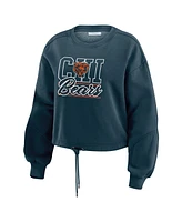 Wear by Erin Andrews Women's 2-Piece Navy Chicago Bears Washed Fleece Long Sleeve T-Shirt and Shorts Lounge Set