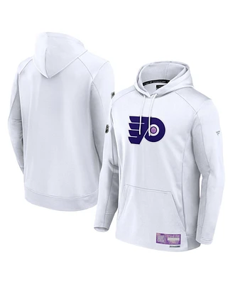 Fanatics Men's White Philadelphia Flyers Authentic Pro Hockey Fights Cancer Pullover Hoodie