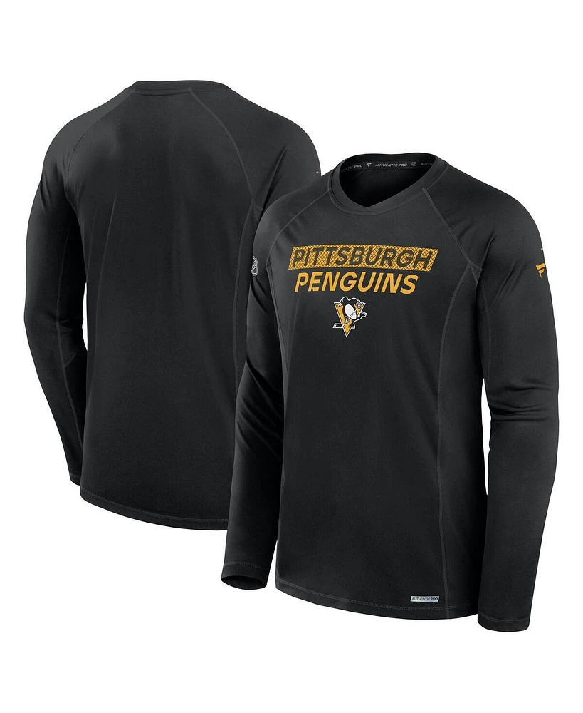 Fanatics Men's Black Pittsburgh Penguins Authentic Pro Rink Tech Long Sleeve T-Shirt
