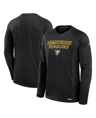 Fanatics Men's Black Pittsburgh Penguins Authentic Pro Rink Tech Long Sleeve T-Shirt