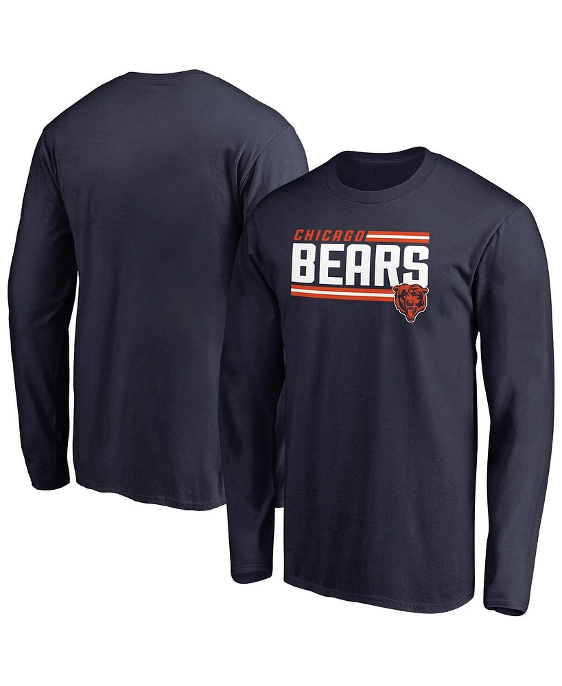 Fanatics Mto Label Men's Navy Chicago Bears Iconic Collection on Side Stripe Long Sleeve T-Shirt