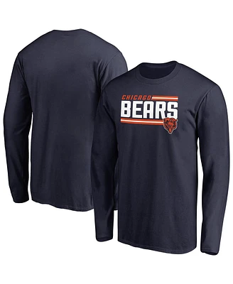 Fanatics Mto Label Men's Navy Chicago Bears Iconic Collection on Side Stripe Long Sleeve T-Shirt