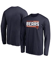 Fanatics Mto Label Men's Navy Chicago Bears Iconic Collection on Side Stripe Long Sleeve T-Shirt