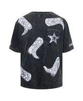 Gameday Couture Women's Gray Dallas Cowboys Cheerleaders Sequin Boots Oversized T-Shirt