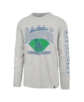 '47 Brand Men's Gray Los Angeles Dodgers Big Tall Distressed Franklin Long Sleeve T-Shirt
