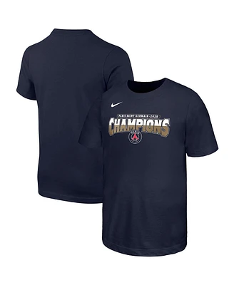 Nike Big Boys and Girls Navy Paris Saint-Germain 2025 Champions League Winners Core T-Shirt