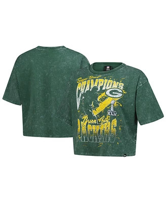 New Era Women's Green Bay Packers Cropped Boxy Sport Classics Mineral Wash T-Shirt