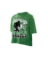New Era Women's Kelly Green Philadelphia Eagles Cropped Boxy Sport Classics Mineral Wash T-Shirt