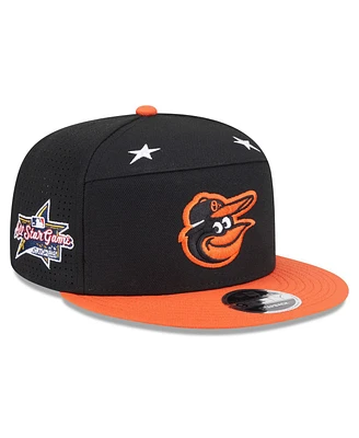 New Era Men's Black/Orange Baltimore Orioles 2025 Mlb All-Star Game Side Patch 9FIFTY Snapback Hat