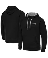 Antigua Men's Black Seattle Seahawks Brushed Carbon Victory Pullover Hoodie
