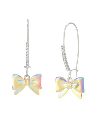 Betsey Johnson Faux Stone Kick Off Bow Dangle Earrings