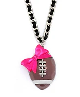 Betsey Johnson Pink Kick Off Bow Football Pendant Statement Necklace