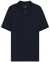 Boss by Hugo Men's Cotton-Silk Jacquard Zip-Neck Polo Shirt