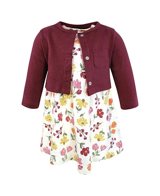 Hudson Baby Infant and Toddler Girls Cotton Dress Cardigan Set