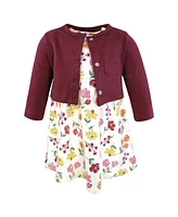 Hudson Baby Infant and Toddler Girls Cotton Dress Cardigan Set
