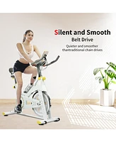 Streamdale Furniture Indoor Exercise Bike Cycling Bike with Comfortable Seat Cushion Yellow+White