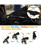 Costway High Landscape Baby Stroller Pushchair with Expandable & Footmuff Canopy 20 lbs. 0-3 Years