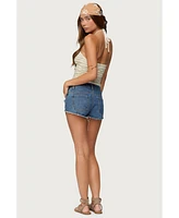 Edikted Women's Criss Cross Bead Ruffled Halter Top