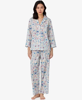 Lauren Ralph Petite Notch Collar Ankle Pants Pajama Set