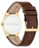 Calvin Klein Men's Brown Leather Strap Watch, 39mm