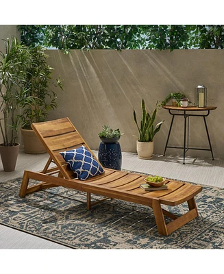 Acacia Wood Chaise Lounge With Adjustable Seating