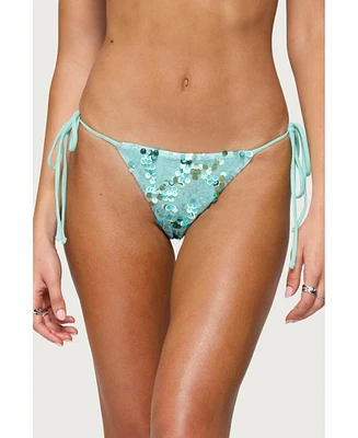 Edikted Women's Mirabella Sequin String Bikini Bottom