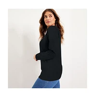 June + Vie Women's Plus Long-Sleeve Crewneck One Only Tee