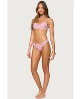 Edikted Women's Pip Striped Ruffle Cupped Bikini Top