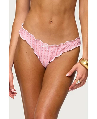 Edikted Women's Pip Striped Ruffle Edge Bikini Bottom