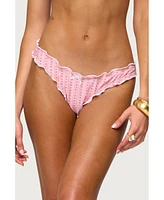 Edikted Women's Pip Striped Ruffle Edge Bikini Bottom
