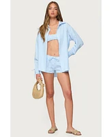 Edikted Women's Yaffa Oversized Gingham Button Up Shirt