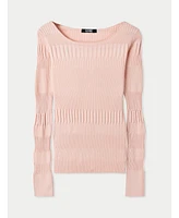Gobi Cashmere Juniors' Ribbed Cotton Silk Cashmere Blend Sweater