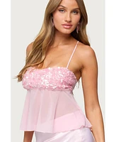 Edikted Women's Vella Sequin Sheer Chiffon Top