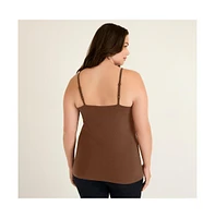 June + Vie Women's Plus Lace-Trim Bra Cami