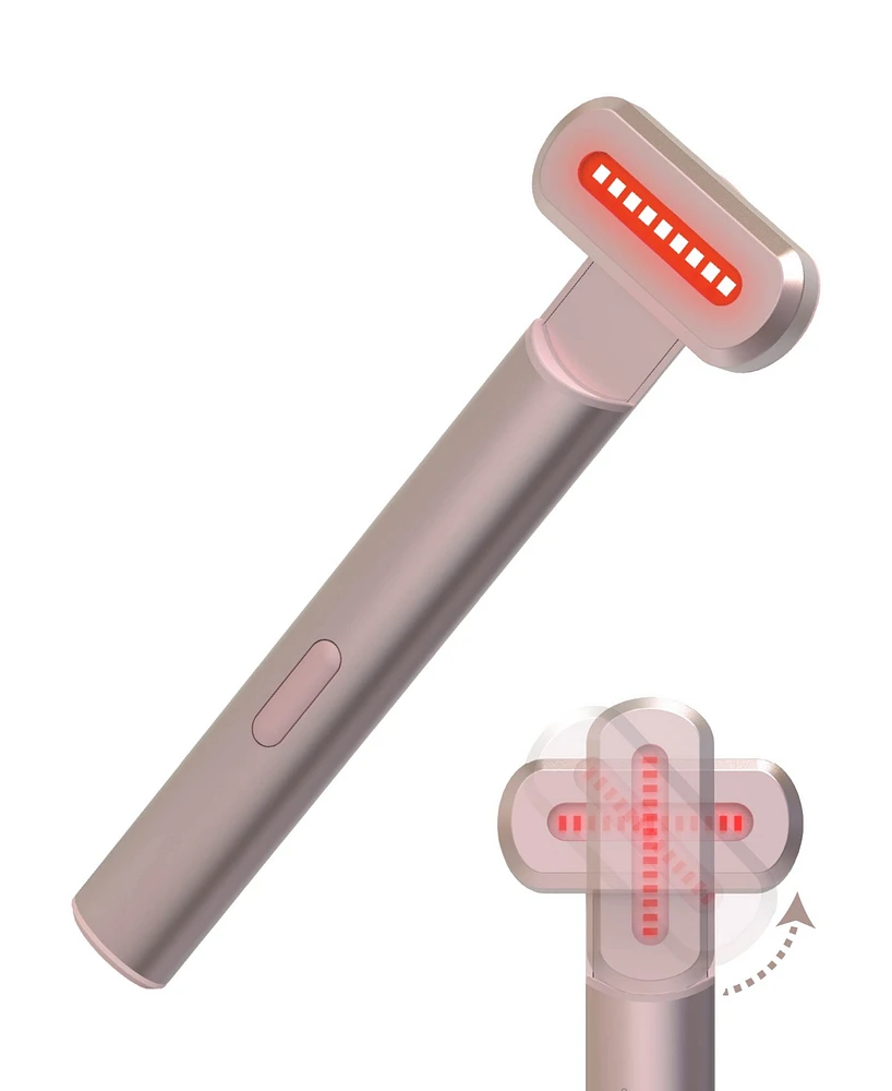 Tzumi Red Light Therapy for Face and Neck Wand, 4-in-1 Rechargeable Light Therapy Wand with 2 Led Colors