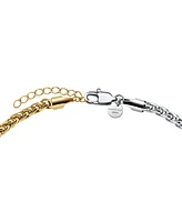 Rosefield Two Tone Herringbone Bracelet In 14K Yellow Gold And Rhodium Plated Stainless Steel