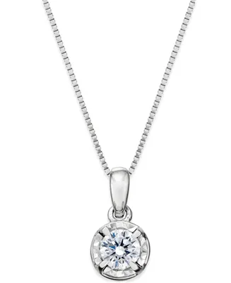 Diamond Round Pendant Necklace (1/4 ct. t.w.) in 14k White Gold