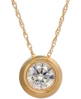 Bezel-Set Cubic Zirconia Pendant Necklace in 14k Yellow Gold