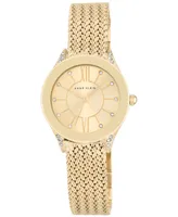 Anne Klein Women's Gold-Tone Stainless Steel Mesh Bracelet Watch 30mm Ak-2208CHGB