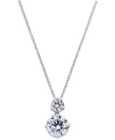 Eliot Danori Silver-Tone Cubic Zirconia Double Pendant Necklace, Created for Macy's