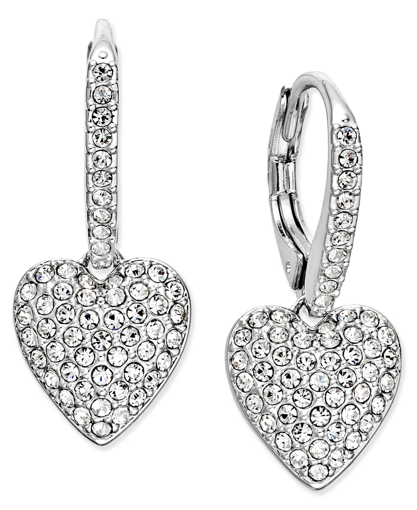 Eliot Danori Pave Heart Drop Earrings, Created for Macy's
